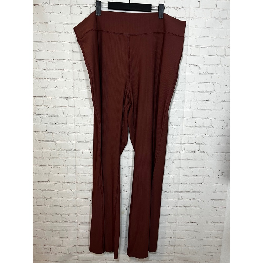 Old Navy PowerSoft Go-Dry Ribbed Flare Leggings Mahogany Brown Plus Size 3X